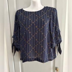 Navy print Lucky Brand Blouse. size XL